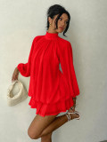 Fall/Winter Women's Fashionable Slim-Fit Solid Long-Sleeve Mini Dress