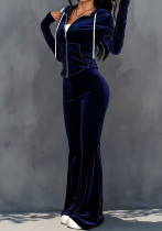 Women Fall Winter Casual Velvet Zipper Hoodie Top And Long Pants Two Piece Set Women Fall Winter Casual Velvet Zipper Hoodie Top And Long Pants Two Piece Set