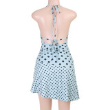 Women Halter Neck Polka Dot Dress
