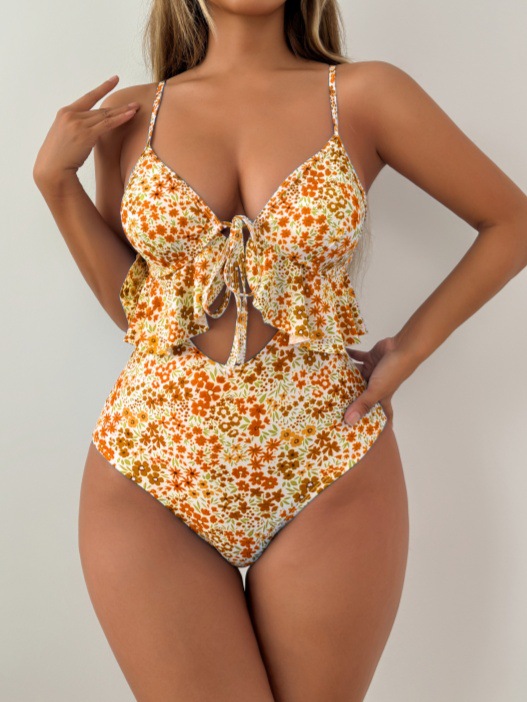 Floral Ruffle One-Piece Swimsuit