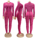 Women's Sexy Lace-Up Mesh Ruched Jumpsuit