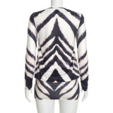 Women's Casual Zebra-Print Round-Neck Long-Sleeve Short Slim-Fit Bodycon Dress