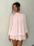 Fall/Winter Women's Fashionable Slim-Fit Solid Long-Sleeve Mini Dress