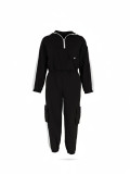 Women's Casual Hooded Zip-Up Long-Sleeve Top with Jogger Cargo Pants Two-Piece Set