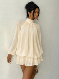 Fall/Winter Women's Fashionable Slim-Fit Solid Long-Sleeve Mini Dress