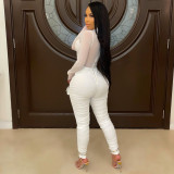Women's Sexy Lace-Up Mesh Ruched Jumpsuit