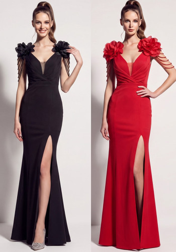 Women Beaded Split Formal Party Evening Dress