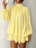 Fall/Winter Women's Fashionable Slim-Fit Solid Long-Sleeve Mini Dress