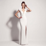 Women Beaded Split Formal Party Evening Dress