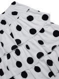 Women's Holiday Polka-Dot Printed Halter Neck Low-Back Ruffle Top with Tiered Mini Skirt Two-Piece Set