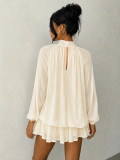 Fall/Winter Women's Fashionable Slim-Fit Solid Long-Sleeve Mini Dress