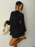 Fall/Winter Women's Fashionable Slim-Fit Solid Long-Sleeve Mini Dress