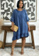 Women Irregular Ruffle Denim Dress