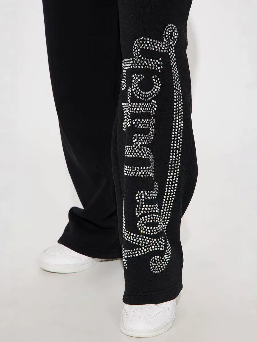 Beaded Hoodie & Wide Leg Sweatpants Two-Piece Set