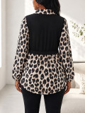 Women's Career Striped Patchwork Turn-Down Collar Long-Sleeve Shirt Dress