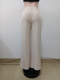 Women's Spring High-Waisted Casual Asymmetrical Slim-Fit Straight-Leg Pants