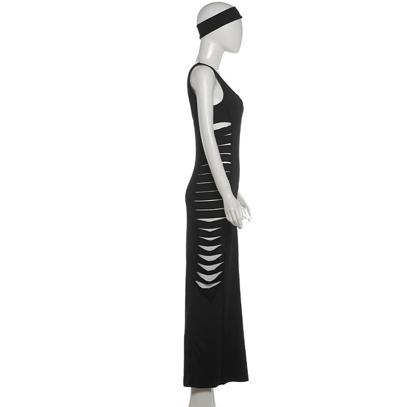 Solid Cutout U-Neck Slim-Fit Bodycon Dress for Fall
