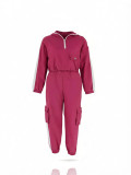 Women's Casual Hooded Zip-Up Long-Sleeve Top with Jogger Cargo Pants Two-Piece Set