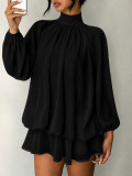 Fall/Winter Women's Fashionable Slim-Fit Solid Long-Sleeve Mini Dress