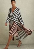 Women Long Sleeve Striped Maxi Dress