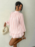 Fall/Winter Women's Fashionable Slim-Fit Solid Long-Sleeve Mini Dress