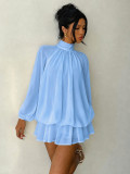 Fall/Winter Women's Fashionable Slim-Fit Solid Long-Sleeve Mini Dress