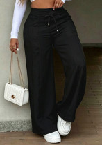 Women Spring Fall Casual Tie Draped Wide Leg Pants Women Spring Fall Casual Tie Draped Wide Leg Pants