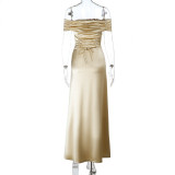 Women Off‑Shoulder Bodycon Maxi Dress
