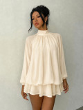 Fall/Winter Women's Fashionable Slim-Fit Solid Long-Sleeve Mini Dress