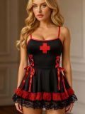 Women Nurse Costume Spaghetti Strap Mini Dress Role‑Play Lingerie
