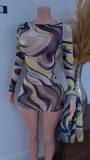 Women's Fashionable Printed Mesh Mini Dress
