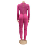 Women's Sexy Lace-Up Mesh Ruched Jumpsuit