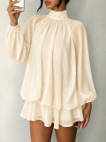 Fall/Winter Women's Fashionable Slim-Fit Solid Long-Sleeve Mini Dress