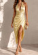 Women Sexy Halter Neck Backless Split Sleeveless Dress