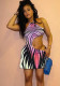 Women's Fashion Color-Block Halter Neck Bodycon Asymmetrical Summer Mini Dress