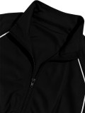 Women Spring Fall Casual Zipper Long Sleeve Top And Drawstring Long Pants Two Piece Set