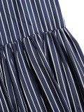 Women Elegant Casual Long Sleeve Turndown Collar Tie Maxi Dress