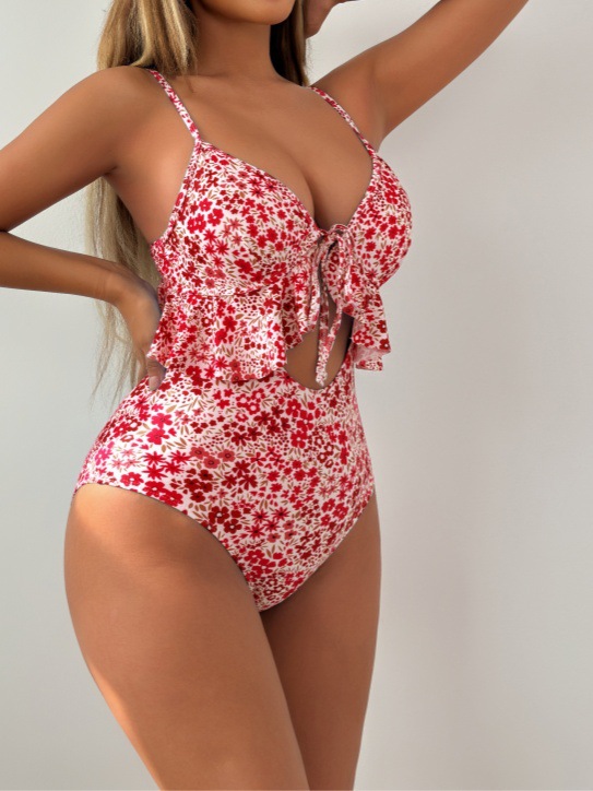 Floral Ruffle One-Piece Swimsuit