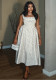 Women's Casual Slim Waist Polka Dot Round Neck Sleeveless A-Line Strap Dress