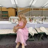 Women Cascading Ruffles Sexy Pink Spaghetti Strap Backless Maxi Dress