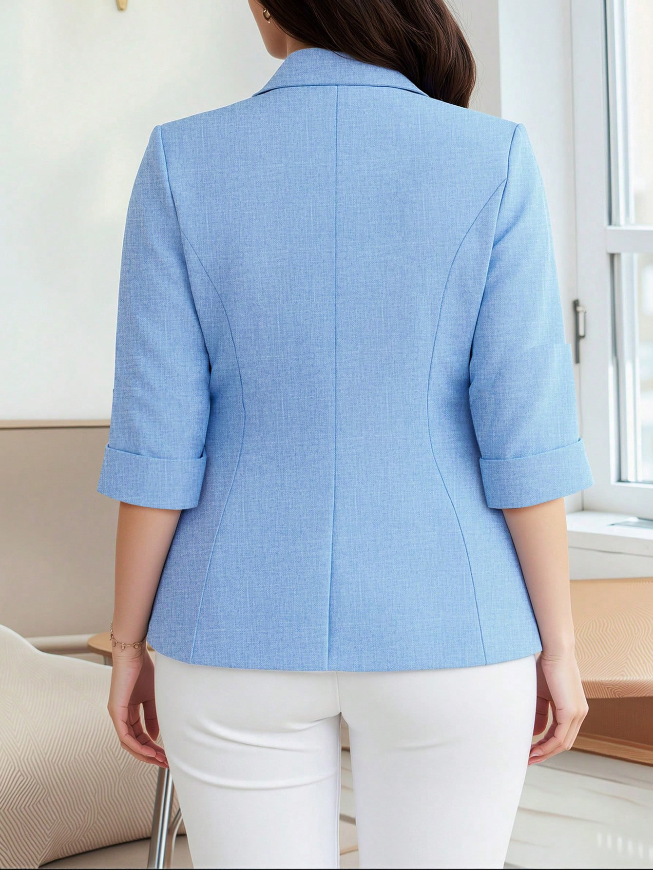 Plus Size Patchwork Blazer with Pockets