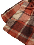 Women Spring Plaid Irregular Midi Skirt