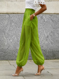 Women Mesh See‑Through Summer Casual Jogger Lantern Wide Leg Pants