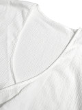Women Casual Holidays V‑Neck Lace‑Up Long Sleeve Top And Skirt Two Piece Set