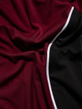 Women Casual Drawstring Color Block Patchwork Wide Leg Pants