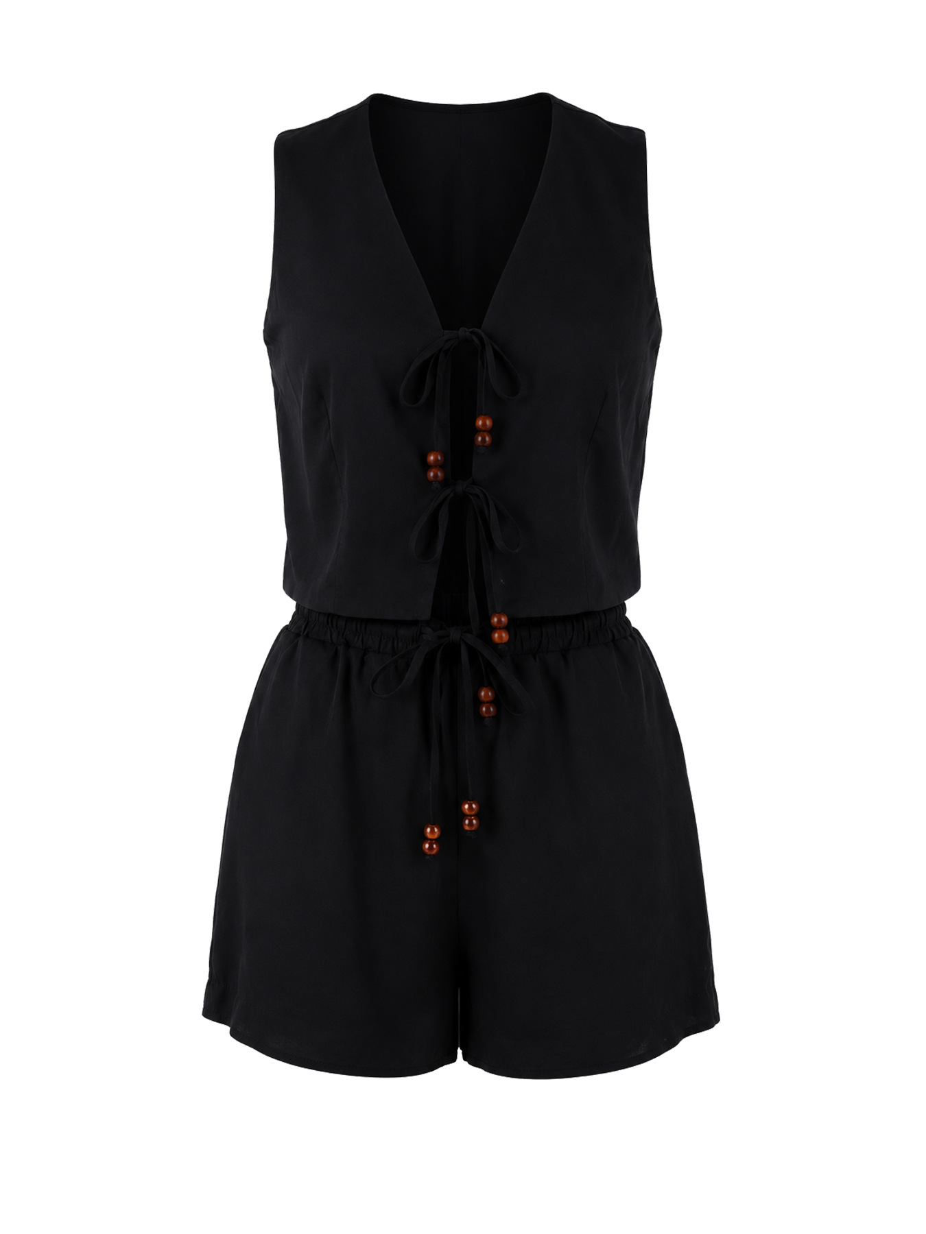 Lace-Up Sleeveless Top & Shorts Two-Piece Set