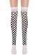 Halloween Black and White Checkered Clown Socks Masquerade Costume Over-the-Knee Stockings