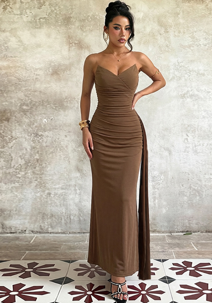 Strapless Lace-Up Evening Dress for Formal Parties