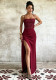 Women's Sexy Slim Waist Strap Slit Dress for Formal Parties
