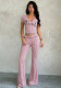 Women's Summer Slim Fit Polka Dot Short-Sleeve Zip-Up Pants Set